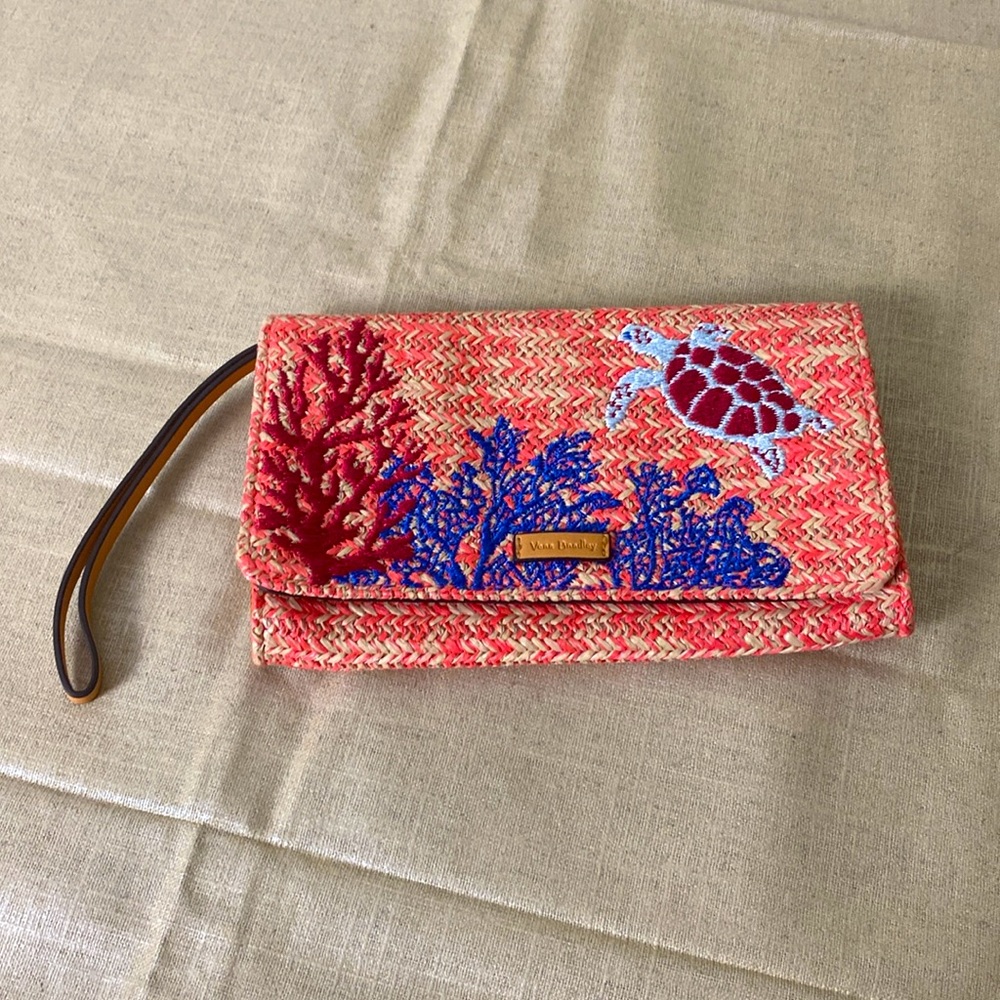 Vera Bradley Artistic orange and Blue Floral Wristlet - Picture 2 of 6